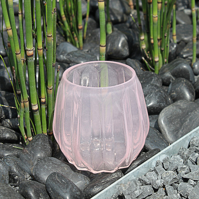 Glas Teelichthalter Minivase rosa
