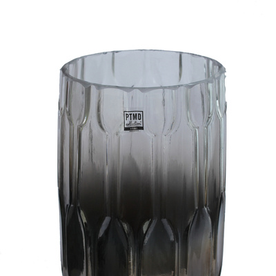 Glas Windlicht Vase silber groß