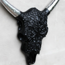 Wand Stierkopf Dekoschädel Schwarz Silber
