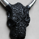 Wand Stierkopf Dekoschädel Schwarz Silber