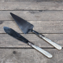 Perlmuttoptik Tortenheber Kuchenmesser Landhaus 2-teilig Grau