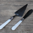 Perlmuttoptik Tortenheber Kuchenmesser Landhaus 2-teilig Creme