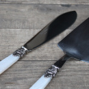 Perlmuttoptik Tortenheber Kuchenmesser Landhaus 2-teilig Creme