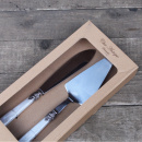 Perlmuttoptik Tortenheber Kuchenmesser Landhaus 2-teilig Creme