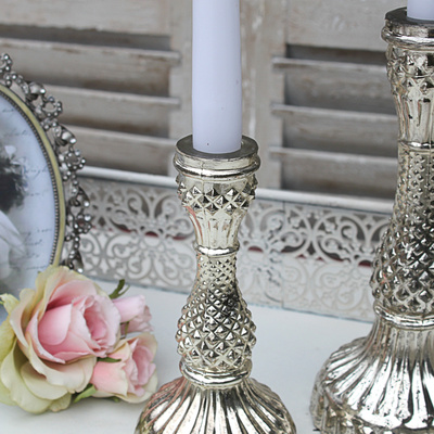 Vintage Kerzenständer Glas Bauernsilber