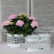 Vintage Dekokorb Metall Creme-Weiß Shabby