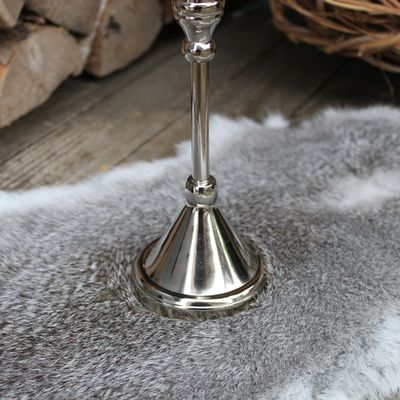 Strass Teelichthalter Metall Glas mit Stiel Silber