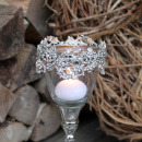 Strass Teelichthalter Metall Glas mit Stiel Silber