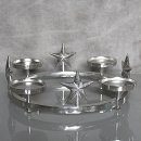 Adventskranz Metall Rund Stern Silber