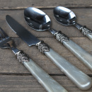 16er Set Perlmutt Optik Besteck Grau
