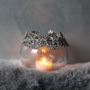 Strass Kugel Teelichthalter Silber Metall Glas