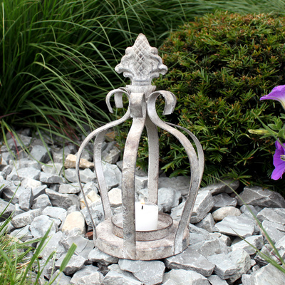 Teelichthalter Kronenglocke Aluminium/Glas Windlicht Krone Glocke 2 Größen 