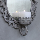 Vintage Wandkerzenhalter mit Spiegel Grau Landhaus