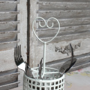 Vintage Besteck Drahtkorb aus Metall Antik Weiß Landhaus