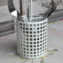 Vintage Besteck Drahtkorb aus Metall Antik Weiß Landhaus