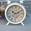 Vintage Rosen Tischuhr Weiß Landhausstil