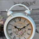 Vintage Rosen Tischuhr Weiß Landhausstil