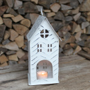 Metall Teelichtalter Haus Weiß Shabby