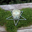 Metall Teelichthalter Stern mit Bauernsilber Windlicht Glas