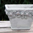 Vintage Blumentopf Rosenmuster Eckig