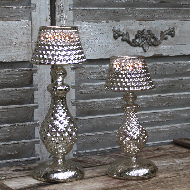 Dekocharme - Bauernsilber Lampe Größen Teelichthalter 2 Vintage Glas
