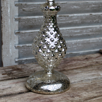 2 Größen Vintage Teelichthalter Lampe Glas Bauernsilber