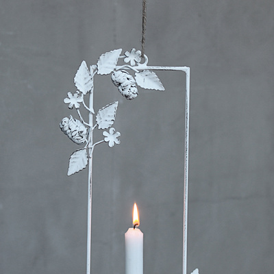 Vintage Kerzenleuchter hängend Metall Shabby Weiß
