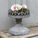 Vintage Pflanzkrone mit Haube Shabby Grau