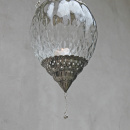 Vintage Windlicht zum Hängen Glas Metall Silber