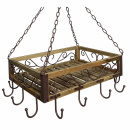 Hängekorb mit 14 Haken aus Holz & Metall im Landhausstil