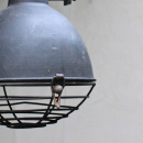Kleine Industrie-Hängelampe Schwarz Ø 20 cm mit Metallgitter & Juteseil | E14