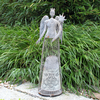 Großer Vintage Deko Engel aus Metall Höhe 70 cm