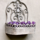Vintage Wandblumenhalter Metall Shabby Grau