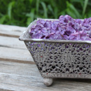 Dekoschale Vintage Metall eckig Shabby Grau