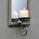 Vintage Kerzenhalter mit Spiegel Metall Shabby Grau