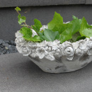 Vintage Blumenschale Oval Grau Landhaus