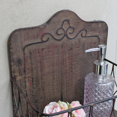 Vintage Metall Wandkorb Braun Shabby Chic