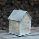 Teelichthaus Lichthaus Metall Shabby Cremef Wei