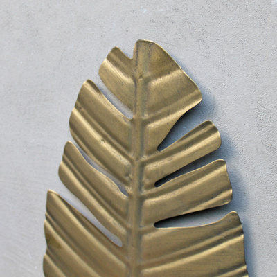 Vintage Regal Blatt Feder Gold Messing Shabby 56 cm