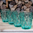 4er Set Vintage Wassergläser Raute Grün