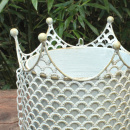Vintage Blumen Hängeampel Krone Metall Shabby Chic Grau