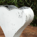 Vintage Metall Herz Dekoobjekt Vase Shabby Weiß