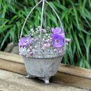 Vintage Metall Pflanztopf Vogel Shabby Chic