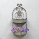 Vintage Wandregal Wandkorb Metall Shabby Grau