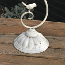 Großer Vintage Kerzenständer Windlicht Shabby Weiß Vogel