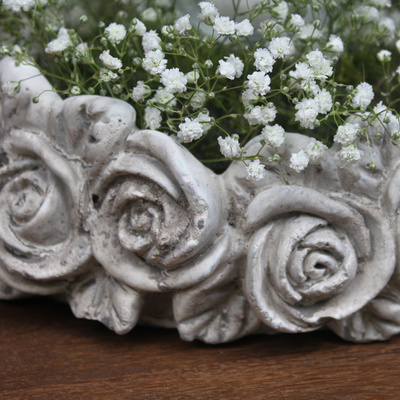 Vintage Rosen Windlicht Glas Beton