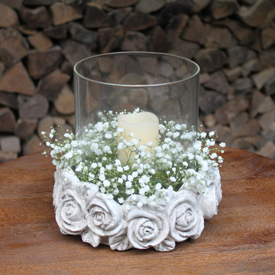 Vintage Rosen Windlicht Glas Beton