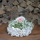 Vintage Rosen Windlicht Glas Beton Grau