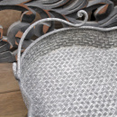 Metalltablett Grau mit weißer Patina im Vintage-Look