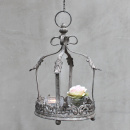 Vintage Hängekrone Hängetablett Shabby Metall Grau